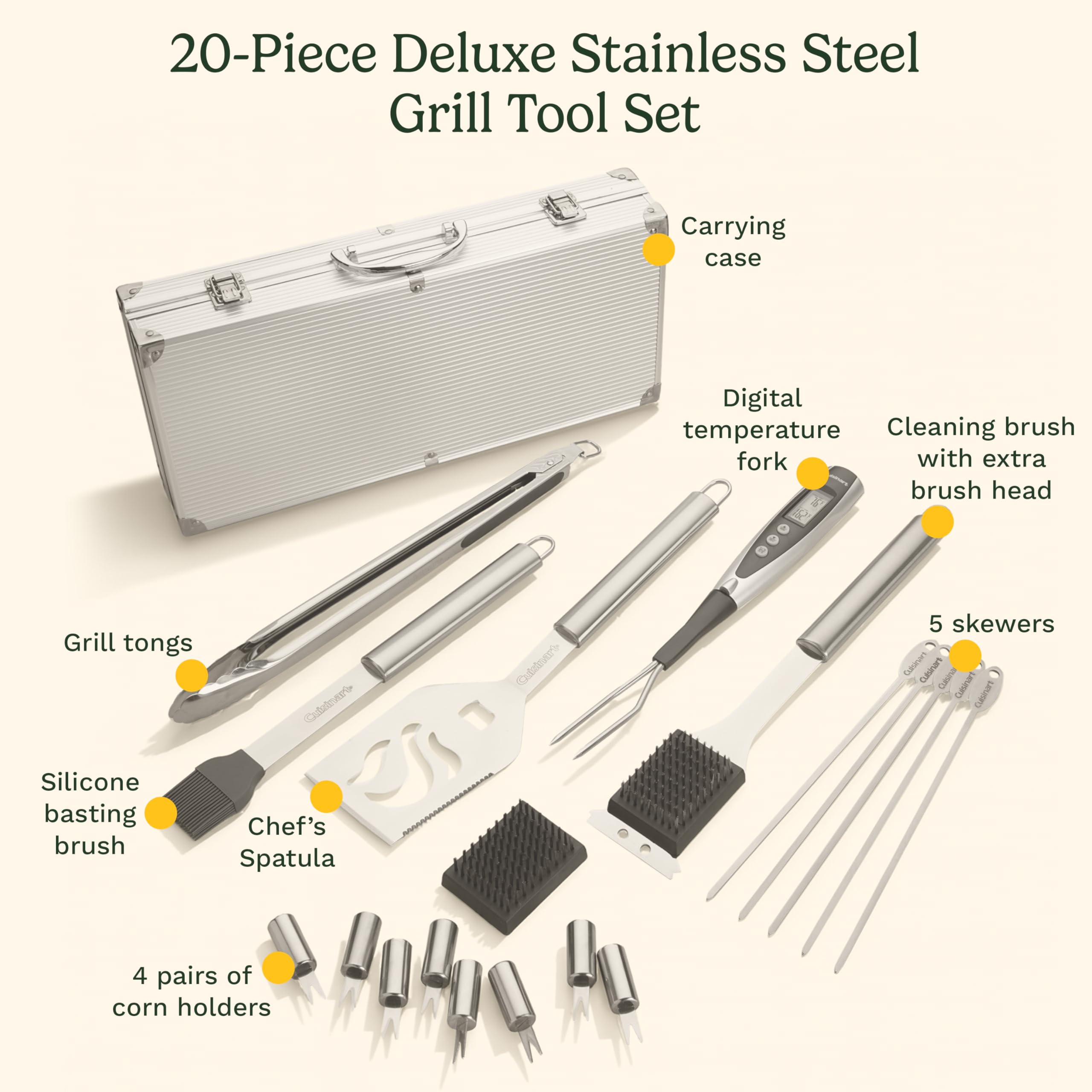 Amazon.com : Cuisinart Deluxe Grill Tool Set, 20-Piece Grill Set
